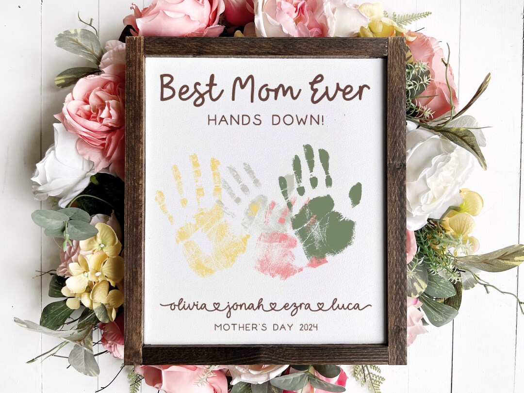 Handprint Sign for Mom, Custom Mothers Day Gift from Kids, Best